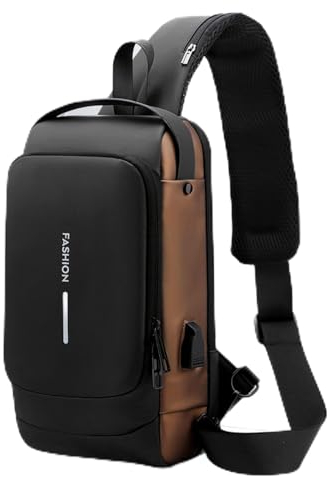 Rotateepic Sling Bag, Mens Crossbody Bag Anti Theft Locking Zipper, Sport sling Anti-theft shoulder bag (Gold)