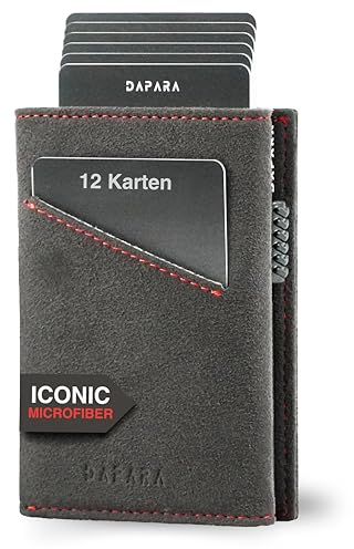 DAPARA Geldbörse Herren | Slim Wallet mit Münzfach & RFID-Schutz | Portmonee Männer | Kartenetui für 12 Karten | Smart Wallet for Men | Karten Geldbeutel | Portemonnaie | Microfiber