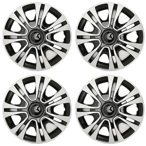 KLLJRFW 4PCS 15-Zoll-Radabdeckung Radkappe Radnabenkappe Felgenabdeckung ABS-Material Außenzubehör Sportlicher Stil Staubdichte Radschutzabdeckung Kompatibel mit Peugeot 208