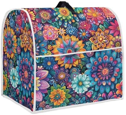 chaqlin Hippie Art Lotus Stand Mixer Cover Kitchen Aid Mixer Protector,Vintage Blossom Flower Dustproof Covers Fit All Tilt Head & Bowl Lift Models Mixers