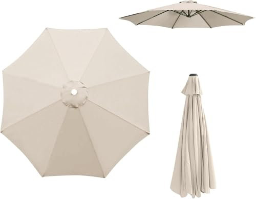 Yekuhe Replacement Parasol Canopy, replacement parasol cover 2.5M/2.7M/3M+6 Arms/8 Arms replacement parasol fabric cover for Garden Umbrella(Beige,8.8FT/6 ribs)