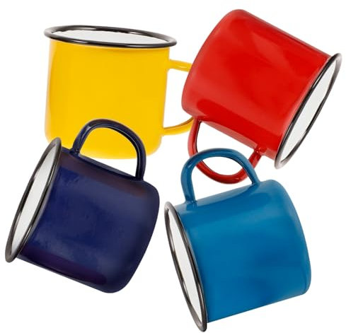 BESPORTBLE 4stücke Emaille Wasserbecher Kaffeebecher Campingbecher Teetasse Retro-emaillebecher Bruchfest Für Heiße Getränke Und Suppen