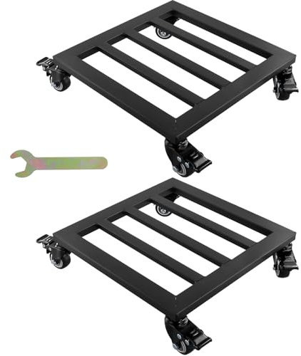 MUKSUET 2 Pack Plant Caddy, 12 Inch Heavy Duty Plant Trolley Stand with 360 Swivel Lockable Caster Wheels, Mteal Plant Pots Caddies for Indoor Outdoor Garden