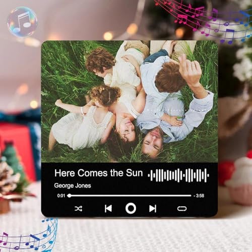 Custom Music Fridge Magnet Personalised Music Fridge magnets Customized Spoty Plaque Magnet with Photo Album Song Refrigerator Magnets That Plays Music Gifts for Couples, Music Lovers Mom and Dad