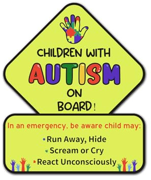 3pcs Autism Stickers for Cars, Child with Autism on Board Sticker Weather Resistant Autism Awareness Labels and Decals Emergency Alert Autistic Sign for Truck Window Bumper Wall (Style 1)