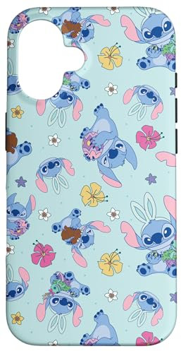 iPhone 16 Disney Lilo & Stitch Cute Blue Easter Pastel Stitch Pattern Case