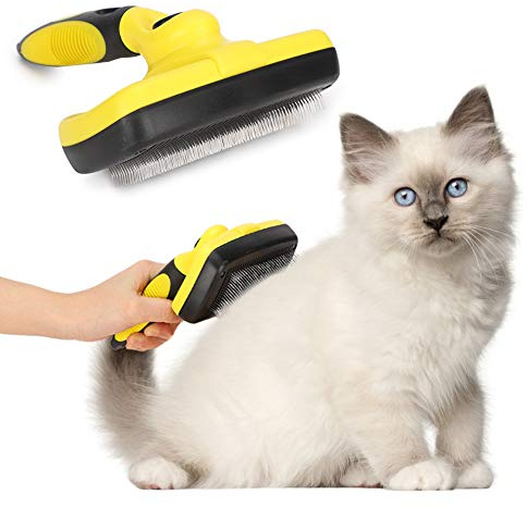 Dog Cat brushes Grooming Self Cleaning Slicker Brush Stainless Steel Pet Comb Hair Remover Removal Tool Supplies for Long Short Haired Cats Rabbit Remove Loose Fur and Undercoat