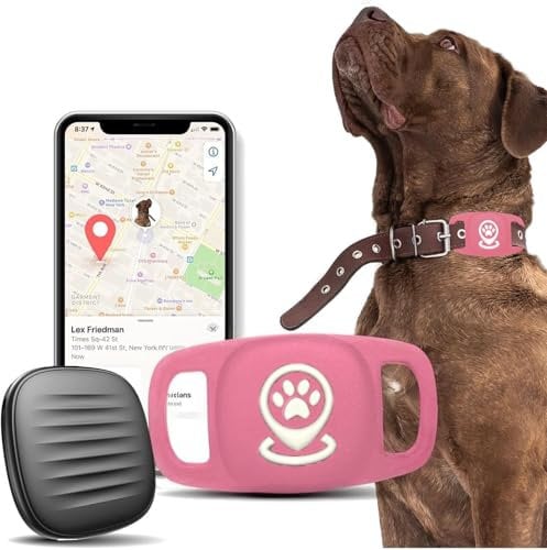 Hunde Tracker, Haustier Tracker mit Hundehalsband Tracker Halter, Hunde Tracker ohne monatliche Gebühren für Standortverfolgung, Arbeit mit Find My - Not GPS Tracker, nur iOS