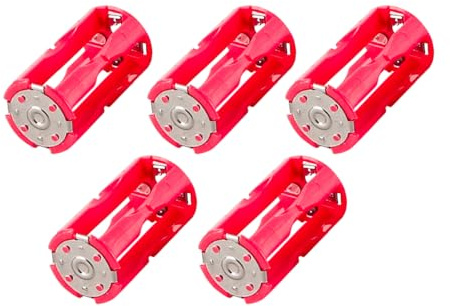 Laroal 5 Pack 4 x AAA to C Size Parallel Battery Converter Adapter Holder Cases Box TV Video Home Audio Battery Holder Battery Storage Box (Red 2.6 x 4.8cm)