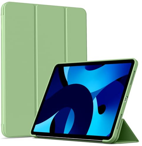 IAMKHO Hülle für iPad Air 11 Zoll M3/M2 (2025/2024), iPad Air 5/4 (10,9-Zoll, Modell 2022/2020, 5./4. Generation), Weicher TPU Stoßfeste Schutzhülle mit Auto Schlafen/Wachen (Matcha Grün)