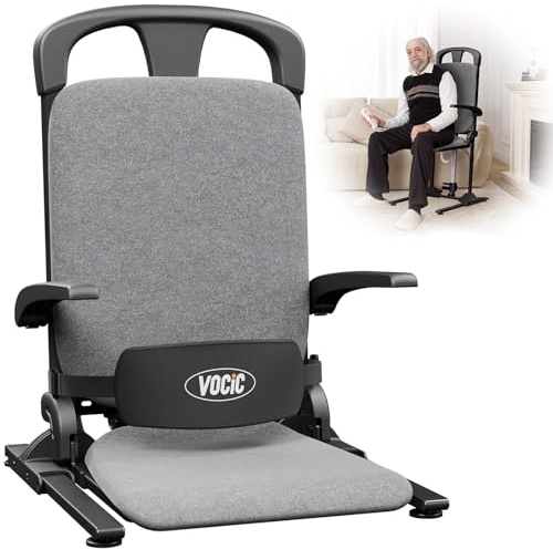 VOCIC AX15 Elektrischer Aufstehsessel bis 200 kg, robust und faltbar | Senioren Pflege Zuhause, Aufstehhilfe Sturzrisiko, Transfer Bett Rollstuhl, Stahlrahmen Memory-Schaum Grauer Stoffbezug
