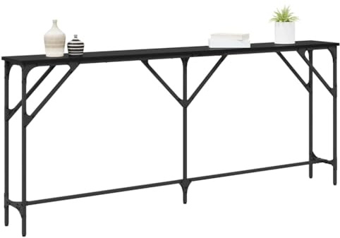vidaXL Konsolentisch Schwarz Eichen-Optik 180 x 23 x 75 cm