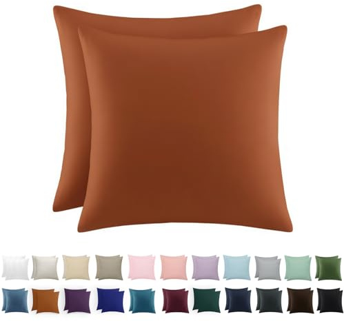 RUIKASI Kissenbezug 80x80 Orange 2er Set - Oeko Tex Kopfkissenbezug 80 x 80 Kissen Bezug 80x80cm mit Reißverschluss aus Mikrofaser, Polsterbezug Doppelpack Set Pillow Case Pillow Cover