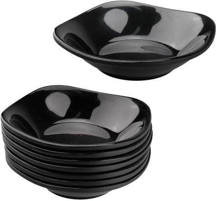 imposyu Lot de 8 Mini Bols à Sauce 12,8x3,5cm Assiette à Apéritif Bols à Soupe Petites Assiettes de Service Ovale pour Sauces, Collations, Desserts, Noir