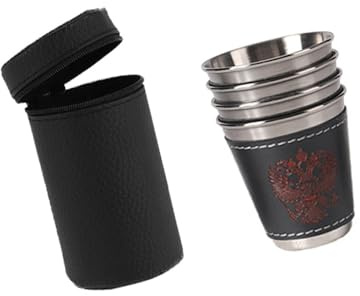 Dasbsug Schnapsgläser aus Stahl mit Lederbezug, tragbare Schnapsgläser, unverzichtbare Partybecher, Dekorationszubehör, rostfreies Schnapsglas