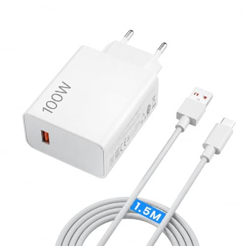 Cargador Turbo Carga USB C 100W, Compatible con Xiaomi Poco F8 Pro, F8 Ultra, para Xiaomi 17 Serie, Redmi K60 Pro, K50 Gaming, K50, Note 12 Turbo, Note 11 Pro+, Note 10, Turbo3 y, 1.5M 6A Cable USB-C