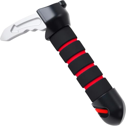 Car Door Handle for Elderly Car Assist Support Handle Multifunction Car Door Latch Bar for Seniors and Handicapped Portable Car Grab Bar Window Breaker & Seatbelt Cutter Function Emergency Tool RED