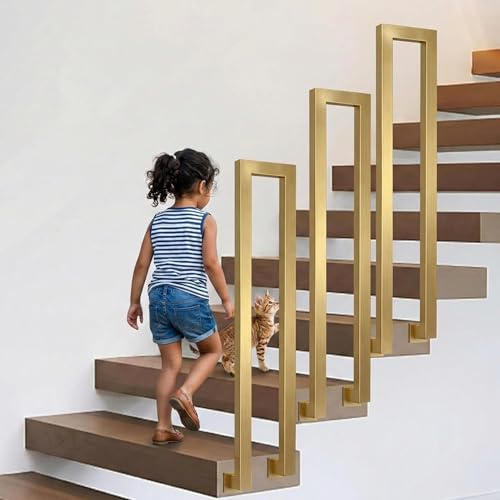 Corrimano a Forma di U in Ferro per Scale Interne ed Esterne, Ringhiera Antiruggine per Soffitta Veranda Corridoio con Montaggio Laterale/Verticale, 35-170cm con Kit di Installazione Completo
