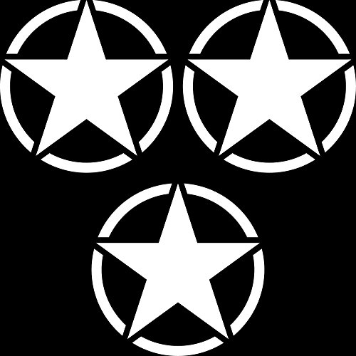 GreenIT 3 stück Sterne 7cm weiß USA US Army MP Auto Tuning Aufkleber Tattoo die Cut Deko Folie