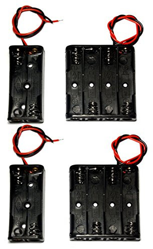 LAMPVPATH (Pack of 4) AAA Battery Holder Bundle 2Pcs 2 X 1.5V 2 AAA Battery Holder with Wires, 2Pcs 4 X 1.5V 4 AAA Battery Holder with Leads