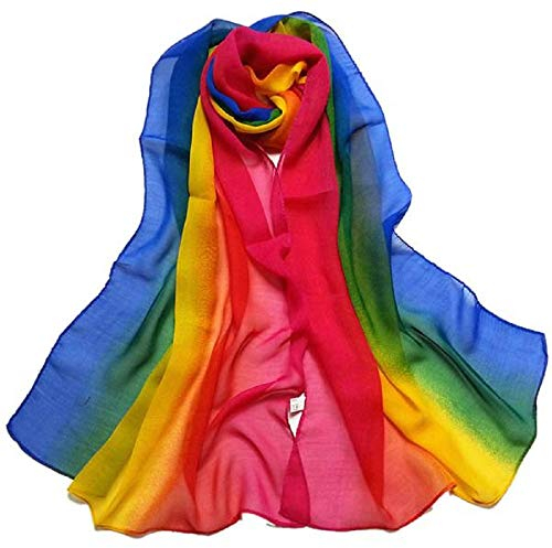 YWLINK Chiffon Stola Schals Geschenk TüCher Bunt Damen Freundin Farbverlauf Langer Frauen GanzjäHrig