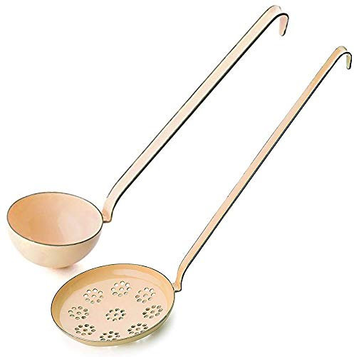 Riess Classic Backschaufel Plus Schöpflöffel Kelle Set Emaille-Kochgeschirr zum Hängen (goldgelb)