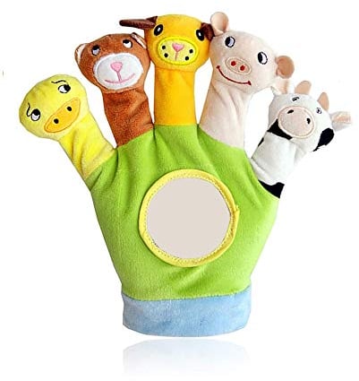 Xrten Baby Spielhandschuh,Plüsch Tiere Handpuppen Spielzeug Fingerpuppen Handschuh(Grün)