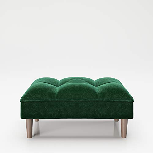 PLAYBOY Ottoman, geplostert, Samtstoff in lila, violet, Fusshocker aus Stoff, Fussablage, Sitzhocker aus Samt, Beistellhocker für Sofa, Retro-Design, Club-Stil