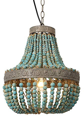Newrays Holz Perle Kronleuchter Pendelleuchten Grau Blau Finishing Retro Vintage Antik K¨¹che Decke Lampe Armaturen