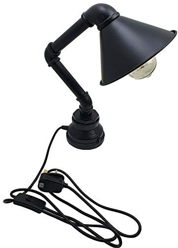 Vintage Industrial Table Lamp Rustic Steel Water Pipe Style Bedside Desk Lamp (Cone Shape)