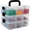 Bins & Things Clear 3-Tier Stackable Storage Containers with Lids - 18 Adjustable Compartments for Bead - Organizing Drawers for Jewelry, Kids Toys, Makeup