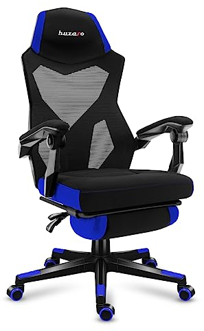 huzaro Combat 3.0 Blue | Gaming Stuhl Schreibtischstuhl Bürostuhl Sessel Chair | Zocker Gamer | Höhenverstellbar | Fußstütze | 140° Verstellbare Rückenlehne | bis 140 kg belastbarr | Stoff | Blau