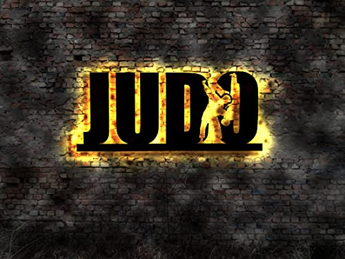 3D LED Wandbild Judo Logo DVD T-shirt Gürtel grün schwarz Aufkleber Wandtattooeuchtschild Bardeko BarSchild Werbung no Neon sign Deko Poster Bild Plakat LED Wandbild