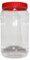 2000 ML Large Plastic Storage Jars with Lids Airtight Refillable Clear Durable Round Food Containers Set Red Screw Top Lids For Kitchen Food Storage, Hardware Storage, Cosmetics, Slime Making (1)
