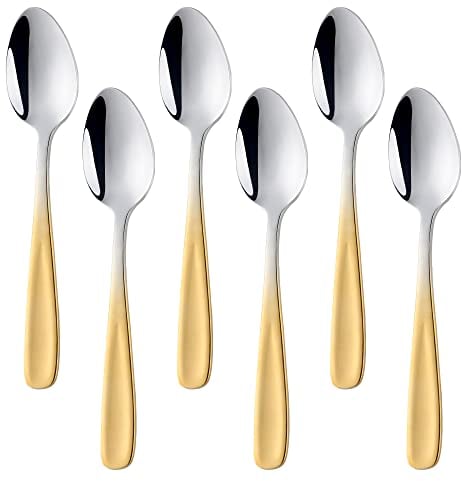 BISDARUN Se - Cucharillas de café (8 piezas, acero inoxidable, gradiente, doradas)