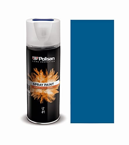 Polisan Spray Paint | Traffic Blue | Perfect for Radiator, Plastic, Fabric, Metal, Wood, Bike, Marking | 400ml | RAL 5017 | Single Pack