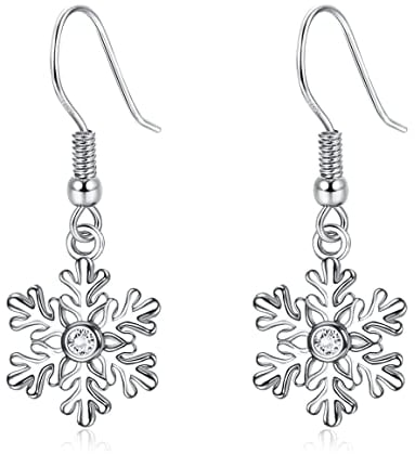 YADOCA 925 Sterling Silber Weihnachtsohrringe für Damen Mädchen Kinder Hypoallergen Weihnachten Geschenke Silber Tropfen Ohrringe Schneeflocken Ohrringe Weihnachtsbaum Ohrringe Weihnachtsschmuck