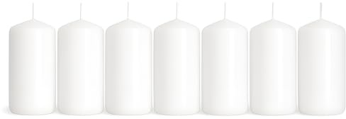 Pillar Candles Pack of 8 Unscented White Matt - 10 x 5 cm / 4 x 2 in - Long Burning Up to 20 Hours - Elegant Dripless Wax Candles for Weddings, Christmas, Parties, Events, Home, Table Decoration