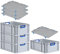 PROREGAL SuperSparSet 4x Eurobox NextGen Color mit Auflagedeckel & Schiebeschnappverschlüsse, HxBxT 22x40x60cm, 44L, Griffe blau offen, Verstärkter Boden, Eurobehälter Transportbox Transportbehälter
