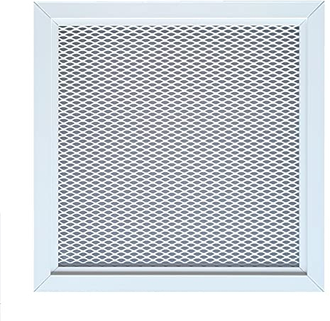 Griglia di Ventilazione in Alluminio Perforato con Rete 25 x 25 cm Metallica Verniciata a Polvere di Colore Bianco RAL9016, Griglia di Ventilazione in Metallo Bianco per Esterni/Interni.