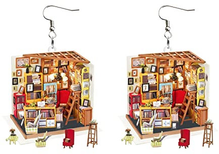 Buchliebhaber Bücherregal Ohrringe Acryl Ornament Buch Ohrringe Geschenk Ohrringe Kreis Silber