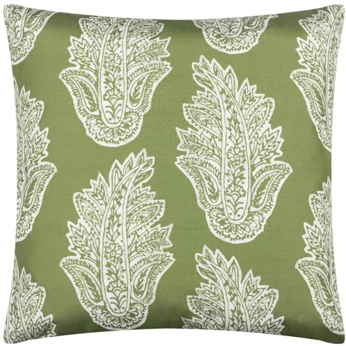 Paoletti Kalindi Paisley Outdoor Cushion Cover,Olive,43 x 43cm