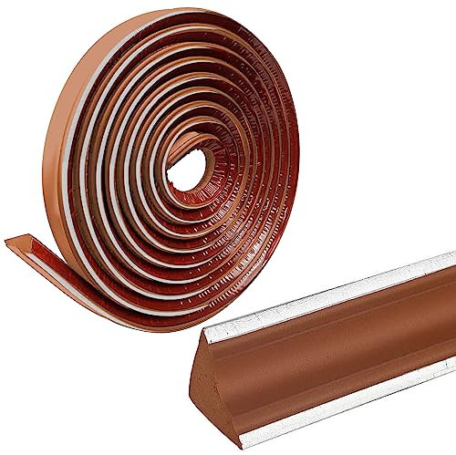 EUNEWR Flexible Deckenleisten Selbstklebend, NBR Flexible Zierleiste Selbstklebend 38 x 26 MM, Deckenkanten Weiß für Dekorative Fliesen, Marmorein, Ecken (2M, Braun mit Silber Streifen)