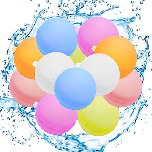Tuofang 12CS Wasserbombe Wiederverwendbar, Schnell Befüllbare Silikon Wasserball für Kinder Erwachsene, Wiederverwendbare Wasserballons, Wiederbefüllbare Wasserbombens