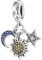 Lkwidi Charme Sterne Mond Sonne baumelt Charms-Anhänger 925 Sterling Silber Charm Bead Pendant für Europäische Armbänder und Halsketten