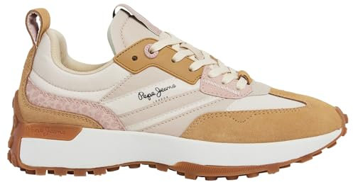 Pepe Jeans Baskets en Cuir Beige Lucky Print