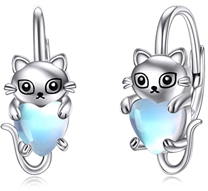 Katzen Creolen Damen Silber 925 Katzen Kleine Creolen Katze Mini Creolen Ohrringe Katzen Schmuck Geschenk für Frauen