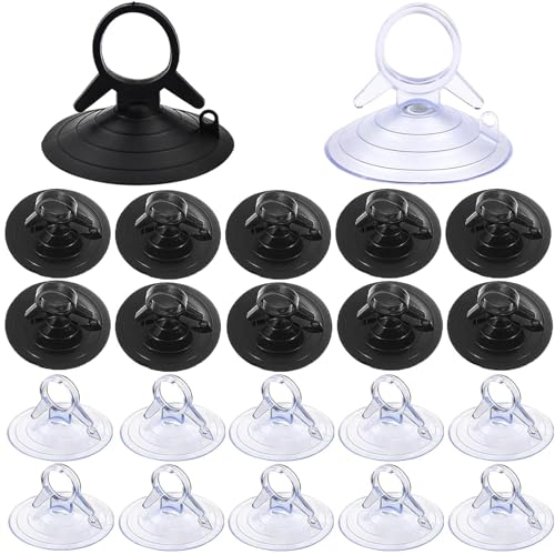GEARMAX 60 Piezas Ventosas de Plástico, Ventosas Transparentes para Cristal, Ventosas Sin Gancho, Mini Ventosas para Coche, Ventosas Redondas para Parasol Coche, Cocina, Baño, Acampada