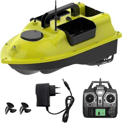 CIADAZ Bateau d'appâts de pêche GPS Avec 3 conteneurs d'appâts Bateau d'appâts Automatique Avec portée à Distance de 400 à 500 m, Bateau d'appâts de pêche