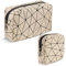 2 Pièces Trousse de Maquillage Femme Grande Trousse de Toilette en PU Cuir Imperméable Petit Mini Pochette Rangement à Maquillage Kit Voyage Essentiels Cadeau pour Femme Fille Anniversaire(Beige)
